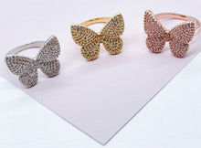 Load image into Gallery viewer, 18K Gold Filled Ring with Micro Pave Cubic Zirconia Butterfly Wings
