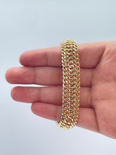 Load image into Gallery viewer, 18K Gold Filled Thick Bracelet Feature Three Cuban Link Connected Side by Side

