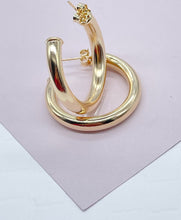 Load image into Gallery viewer, Thick 18k Gold Filled Plain 5mm Chunky 3/4 Hoop Earrings Push Back Closing the and Jewelry Making Supplies
