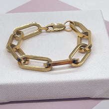 Load image into Gallery viewer, 18K Gold Filled Paper Clip Link Bracelet, Chunky Chain
