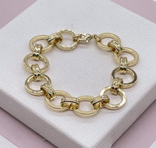 Load image into Gallery viewer, Chunky 18K Gold Filled 15mm Designed Plain Circle Link Bracelet Hypoallergenic Jewelry
