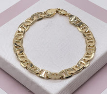 Load image into Gallery viewer, 18k Gold Filled Mariner Flat Style link Bracelet In 9mm Width
