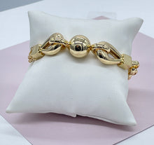 Load image into Gallery viewer, 18k Gold Filled Ball Bracelet: Rolo &amp; Link Chain Sphere
