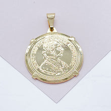 Load image into Gallery viewer, 18k Gold Filled 2.5mm Quarter Round Coin Charm Gold Pendant Coin Jewelry Supplies, Austrian Francis Joseph Imperator
