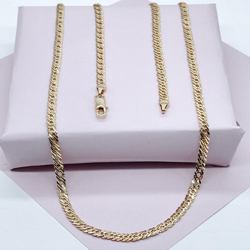 18k Gold Filled 4mm Double Cuban Link Chain Necklace Jewelry Supplies