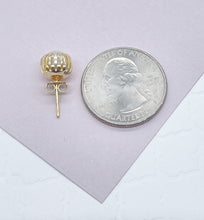 Load image into Gallery viewer, 18k Gold Filled Crowned Pearl Stud Earrings
