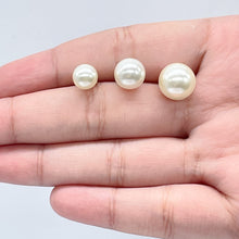 Load image into Gallery viewer, 18k Gold Filled Plain Simulated Pearl Stud Earrings Available In Sizes 8mm, 10mm, 12mm And Jewelry Making Supplies
