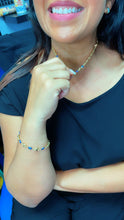Load image into Gallery viewer, 18k Gold Filled Mariner Link Mixed Blue &amp; / or Red Eye Bracelet And Necklace
