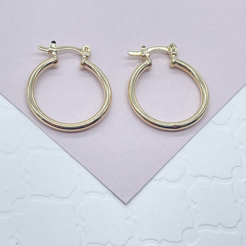18K Gold Filled Plain 20mm Hoop Earrings Hypoallergenic For Wholesale And
