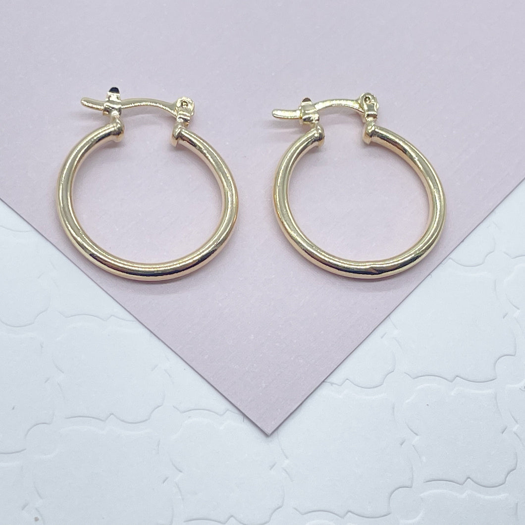 18K Gold Filled Plain 20mm Hoop Earrings Hypoallergenic For Wholesale And