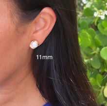 Load image into Gallery viewer, 18k Gold Filled Pearl Stud Side Wrapped By Gold Wire Hoop Detail, Small And Medium Size Available,
