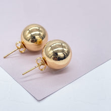 Load image into Gallery viewer, 18k Gold Filled Ball Stud Earrings: 13mm, Minimalist Style
