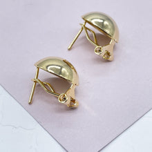 Load image into Gallery viewer, 18k Gold Filled Concave Round Stud Earrings With Safe Post And Clip, Half Ball Stud, Gold Round Stud ,
