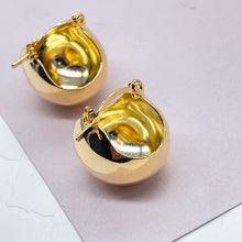Load image into Gallery viewer, 18k Gold Filled Basket Shape Hoop Earring, Concave Plain Hoop Earrings, Puffy
