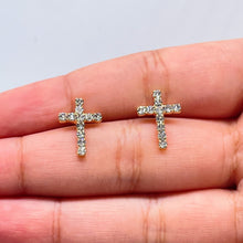 Load image into Gallery viewer, 18k Gold Filled Cubic Zirconia Cross Stud Earrings
