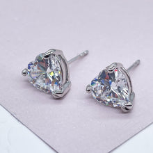 Load image into Gallery viewer, 18k Silver Filled 9mm Heart Shape Cubic Zirconia Stud Earrings For Wholesale

