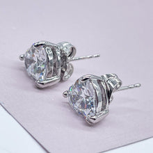 Load image into Gallery viewer, 18k Silver Filled 9mm Heart Shape Cubic Zirconia Stud Earrings
