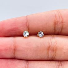 Load image into Gallery viewer, 18k Gold Filled 4mm Cubic Zirconia Round Stud Earrings
