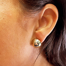 Load image into Gallery viewer, 18k Gold Filled Concave Round Stud Earrings With Safe Post And Clip, Half Ball Stud, Gold Round Stud ,
