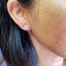 Load image into Gallery viewer, 18k Gold Filled 6mm Cubic Zirconia Square Stud Earrings, Princess Cut Square Studs,
