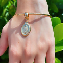 Load image into Gallery viewer, 18k Gold Filled Bangle Featuring Lady Of Guadalupe Charm  Pendant Jewelry Supplies
