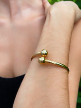 Load image into Gallery viewer, 18k Gold Filled Cuff Bangle Bracelet with Solid Gold Balls
