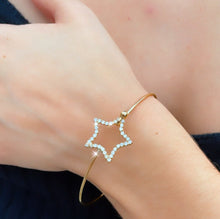 Load image into Gallery viewer, 18k Gold Filled Dainty Cubic Zirconia Circle Or Star Bangle Bracelet Jewelry Supplies
