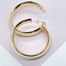 Load image into Gallery viewer, 18k Gold Filled Plain Turn Around 10mm Thick Hoop Earrings Available in 30mm,
