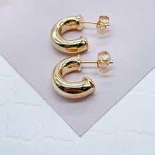 Load image into Gallery viewer, Thick 18k Gold Filled Plain 6mm Open Hoop Earrings
