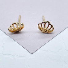 Load image into Gallery viewer, Dainty 18k Gold Filled Stud Earrings: Geometric, Shell, Leaf
