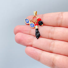Load image into Gallery viewer, 18k Gold Filled Ojo de Santa Lucia, Azabache &amp; &quot;Figa&quot; Charms Wholesale Pendant
