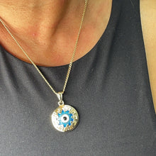 Load image into Gallery viewer, 18k Gold Filled 20mm Protection Blue Evil Eye Charm Gold Pendant

