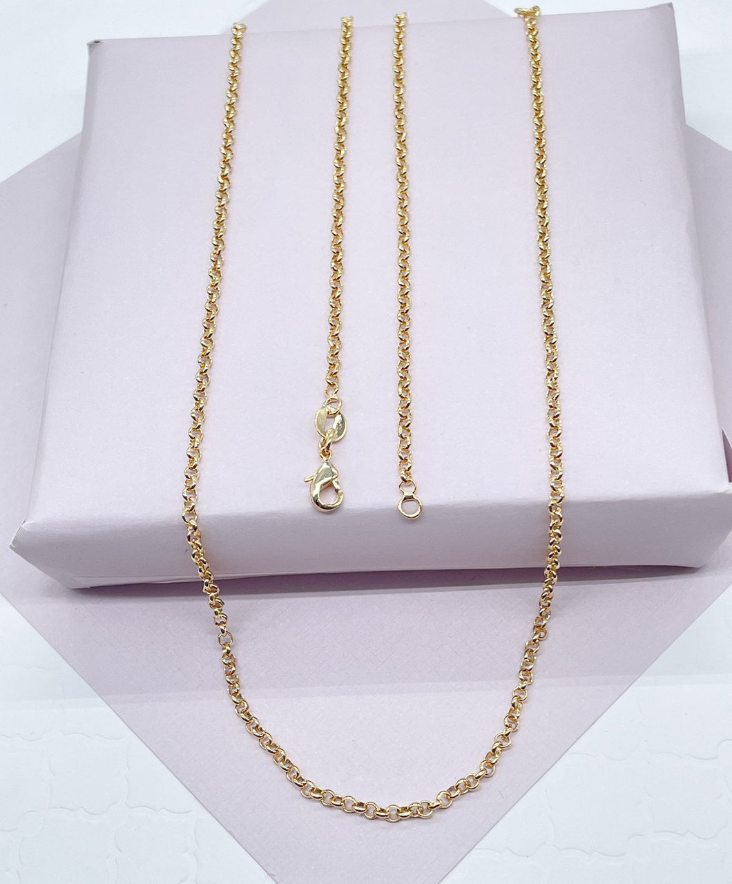 18k Gold Filled 2mm Cable Link Chain Dainty Necklace For Wholesale And Jewelry