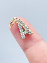 Load image into Gallery viewer, 18k Gold Filled Cubic Zirconia Alphabet Letters Charms   CZ Dainty Pendants
