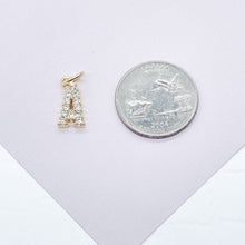 Load image into Gallery viewer, 18k Gold Filled Cubic Zirconia Alphabet Letters Charms CZ Dainty Pendants

