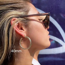 Load image into Gallery viewer, 18k Gold Filled Hollow Italian Twist 5mm Thick Hoop Earrings, Gold Shiny Twisted
