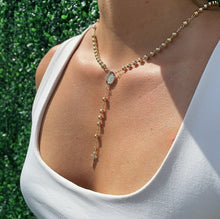 Load image into Gallery viewer, 18k Gold Filled Rosary Necklace: Guadalupe Medal, CZ Cross
