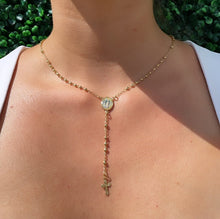 Load image into Gallery viewer, 18k Gold Filled Rosary Necklace: Virgin Mary Image, Trendy Jewelry
