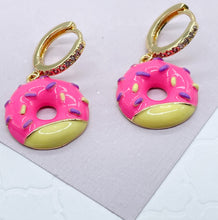 Load image into Gallery viewer, 18K Gold Filled Colorful Donut Earrings Available In Different Colors And Tastes
