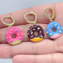 Load image into Gallery viewer, 18K Gold Filled Colorful Donut Earrings Available In Different Colors And Tastes
