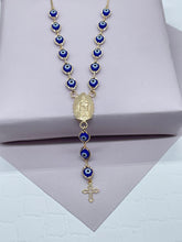 Load image into Gallery viewer, 18k Gold Filled Evil Eye Rosary Necklace: Our Lady of Guadalupe
