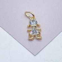 Load image into Gallery viewer, 18k Gold Filled Kids Charm: Cubic Zirconia Boy or Girl Pendant
