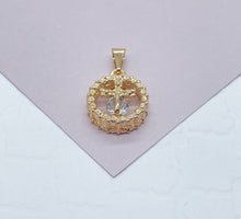 Load image into Gallery viewer, 18k Gold Filled Cross Charm Pendant with Cubic Zirconia
