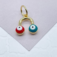 Load image into Gallery viewer, 18k Gold Filled Colorful Evil Eye Enamel Pendant Protection Charm Jewelry Making Supplies
