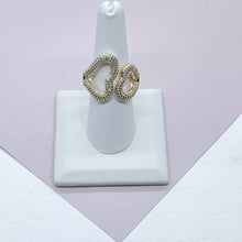 Load image into Gallery viewer, 18k Gold Filled Dual Heart Ring with Cubic Zirconia
