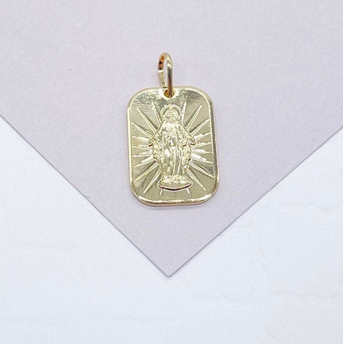 18k Gold Filled Jesus Plate Charm With Diamond Cut Detail For Wholesale And