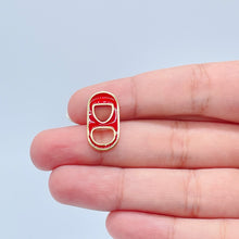 Load image into Gallery viewer, 18k Gold Filled Colorful Soda Can Caps Charms In Enamel Eight Colors to Choose Dainty Pull Tab Pop Pendant
