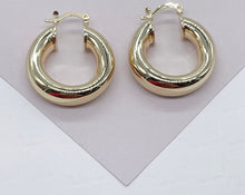 Load image into Gallery viewer, Chunky And Small 18k Gold Filled Plain Hoop Earrings
