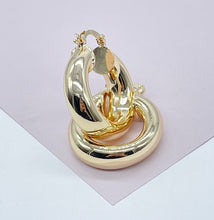 Load image into Gallery viewer, Chunky And Small 18k Gold Filled Plain Hoop Earrings
