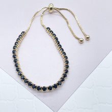 Load image into Gallery viewer, 18k Gold Filled Colorful Cubic Zirconia Tennis Bracelet: Adjustable Arm Candy
